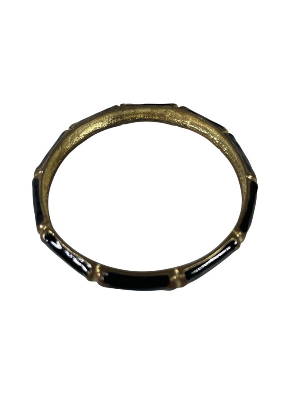 Vintage Brass and Black Enamel Bangle Bracelet 3 inch diameter